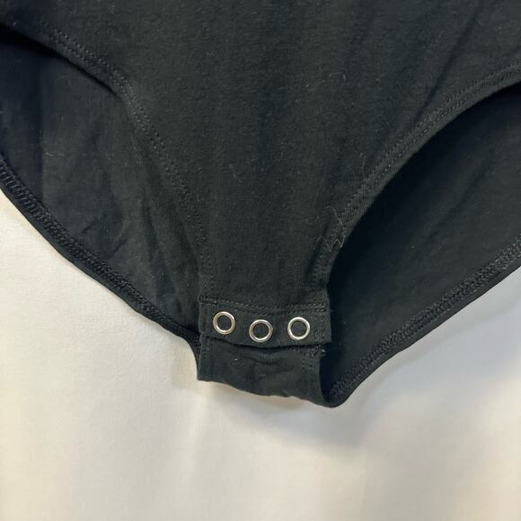 American Eagle AE Cotton Stretch Black Bodysuit Snap Close Open Back Small - Picture 4 of 5